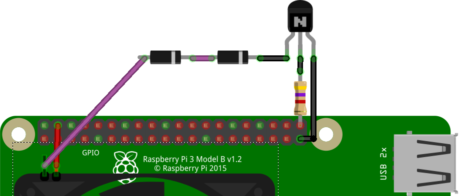 Raspberry Pi Schaltung Lüftersteuerung mit Dioden