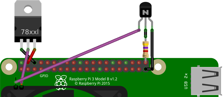 Raspberry Pi Schaltung Lüftersteuerung mit Festspannungsregler